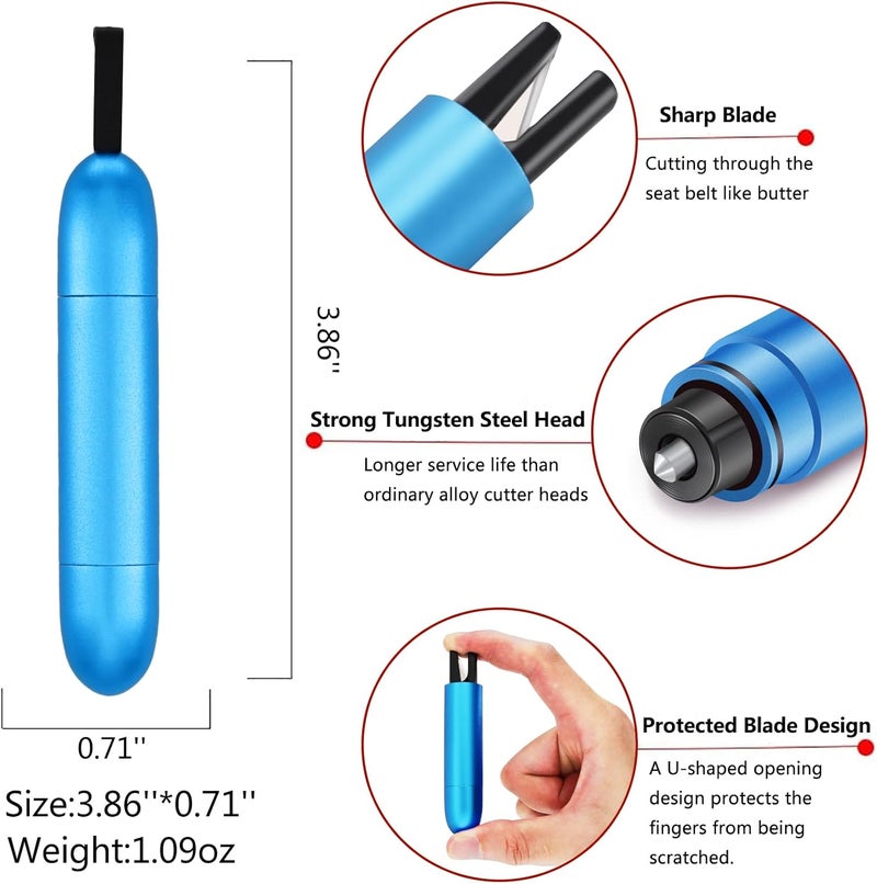 Zenhon Car Safety Hammer Window Breaker and Seat Belt Cutter, Multi-Function Car Emergency Escape Tool Life-Saving Emergency Artifact One Second Broken Window (Blue) - Image 3